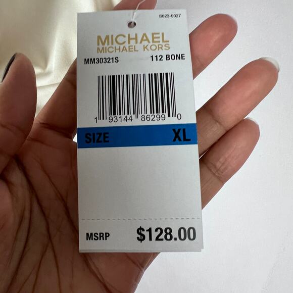 NEW Michael Kors Two Piece Halter Top Grommet-Detail Bikini Set Women's Bone XL - Picture 11 of 11